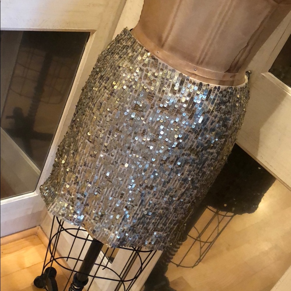 Vince Gold Sequin Cocktail Skirt